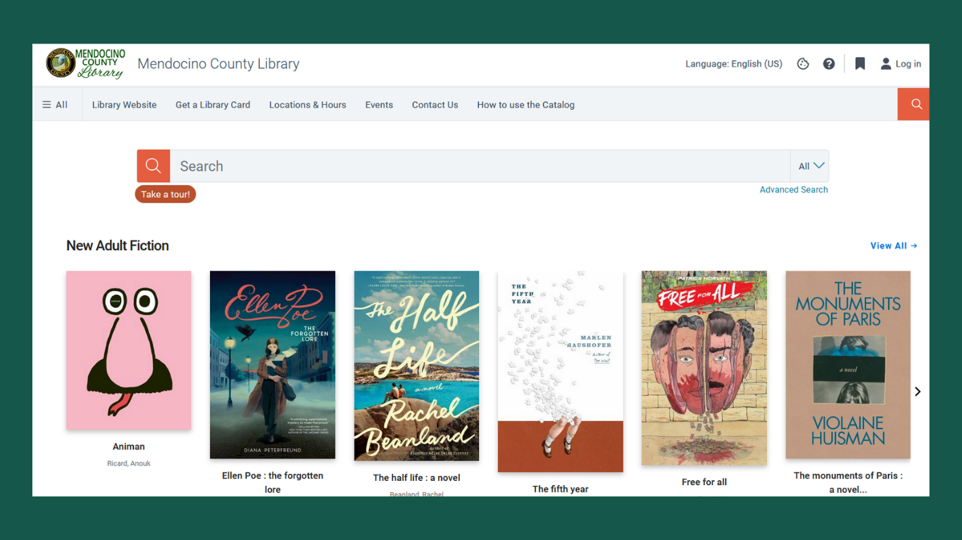 Mendocino County Library Catalog.